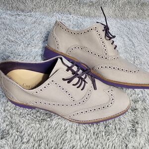Never Worn Cole Haan Grey Leather with Purple Shoe, Size 7.